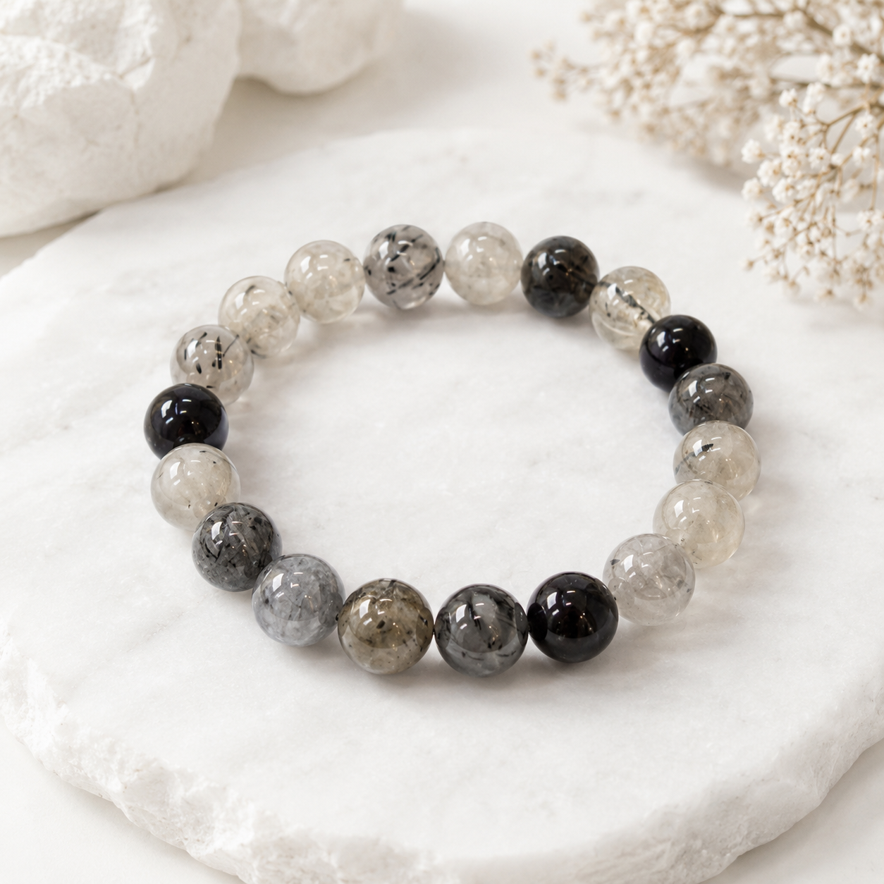 Black Rutilated Quartz Bracelet – Grounding & Clarity